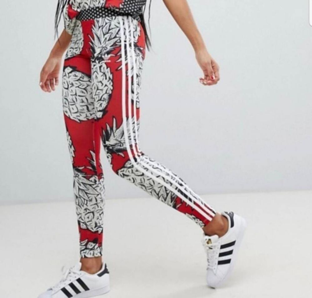 Adidas x Farm Rio Rita Pineapple Red Graphic Leggings XXS Athleisure Gym Running